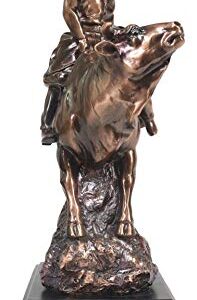 Ebros Large Rustic Western Rodeo Bull Rider Cowboy On Bucking Bull Statue in Electroplated Sepia Bronze Finish Old World Wild West Cattle Bull Riding Cowboys Accent Figurine