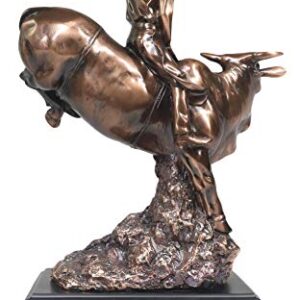 Ebros Large Rustic Western Rodeo Bull Rider Cowboy On Bucking Bull Statue in Electroplated Sepia Bronze Finish Old World Wild West Cattle Bull Riding Cowboys Accent Figurine