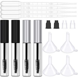 benvo 4 pcs 10ml empty mascara tubes with eyelash wand eyelash cream container with 4 transfer pipettes and 4 funnels 4 rubber inserts for castor oil brow growth serum diy cosmetics