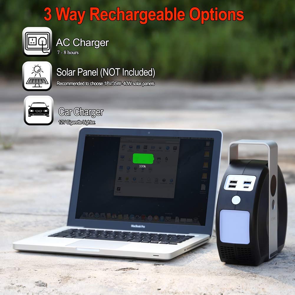 U`King 250W Portable Power Station 42000mAh Solar Generator with 110V AC Outlet/ 2 DC Ports/ 3 USB Ports Backup Battery Pack for CPAP Road Trip Travel Camping Outdoor Adventure Emergency Fishing