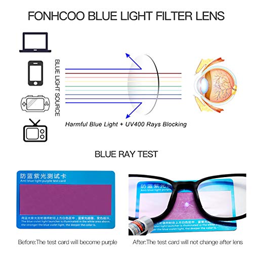 FONHCOO Blue Light Blocking Glasses Anti Blue Ray Computer Gaming Glasses Fashion Square Eyeglasses Frame Men/Women Anti-Glare, Anti-Fatigue,Anti Eyestrain