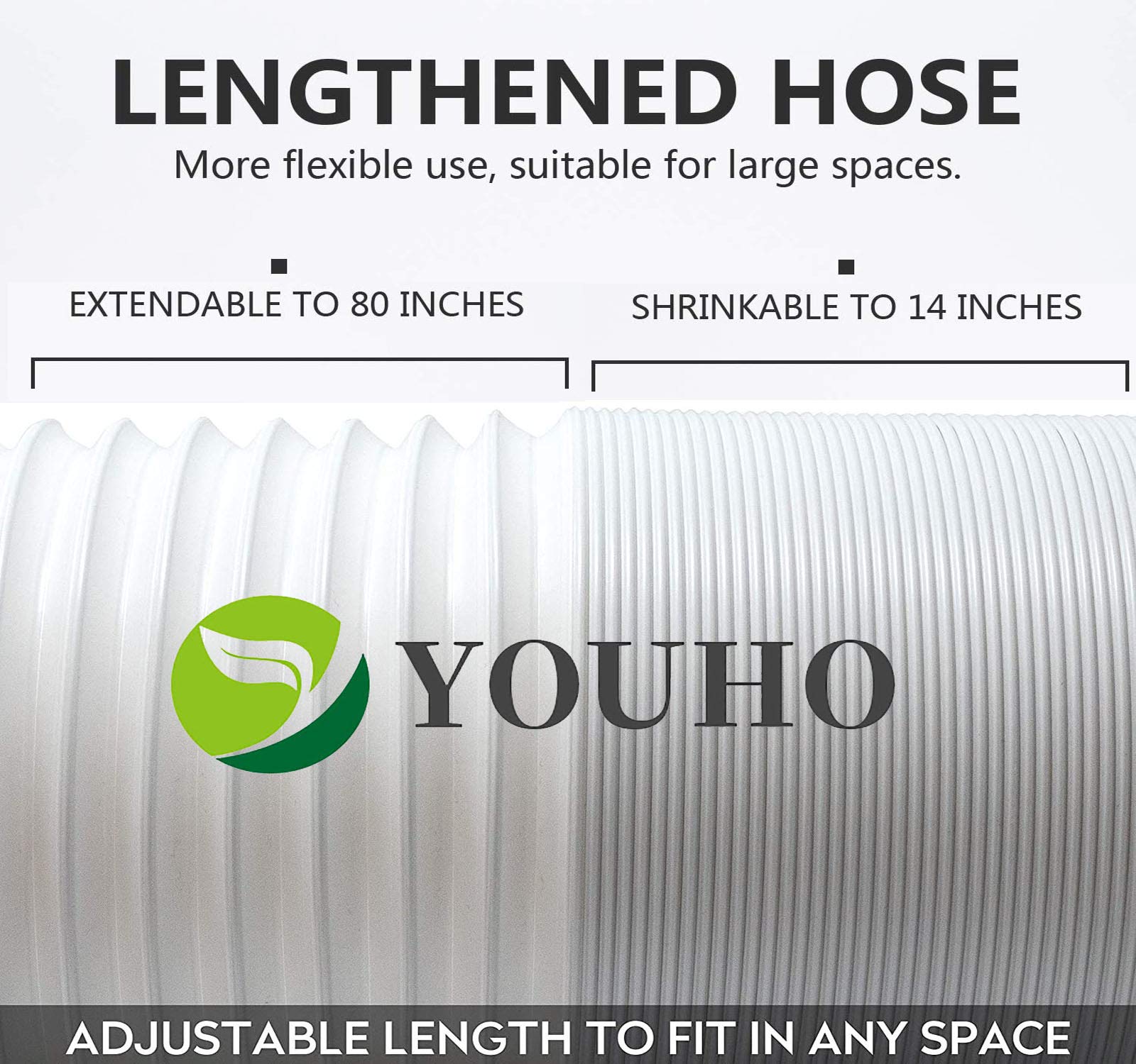 Portable Air Conditioner Hose - AC Hose YOUHO 5.1" Diameter - 80" Long. Universal Flexible Counter-Clockwise Room Airconditioner AC Vent Replacement Tube