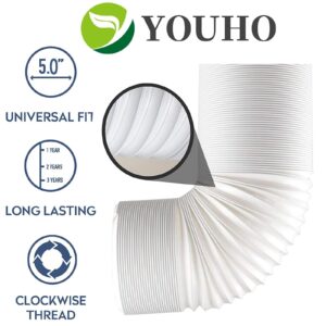 Portable Air Conditioner Hose - AC Hose YOUHO 5.1" Diameter - 80" Long. Universal Flexible Counter-Clockwise Room Airconditioner AC Vent Replacement Tube