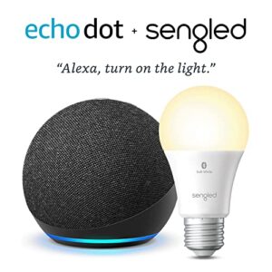 Echo Dot (4th Gen) | Charcoal with Sengled Bluetooth bulb | Alexa smart home starter kit