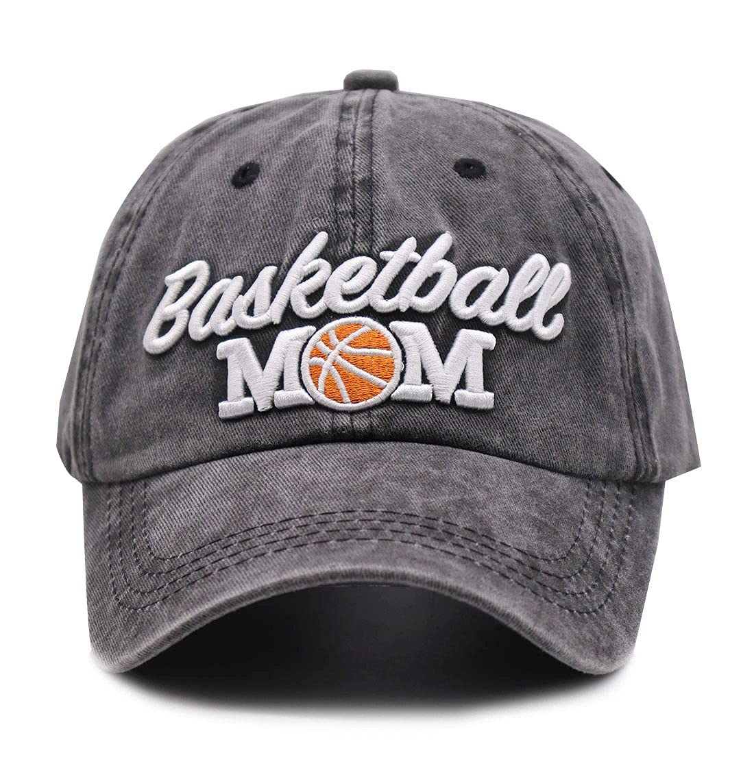 MANMESH HATT Basketball Mom Ponytail Baseball Cap Messy Bun Vintage Washed Distressed Twill Plain Hat for Women (Basketball Mom 3D Black, One Size)