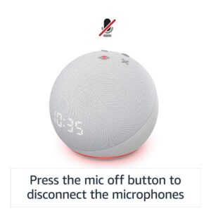 Echo Dot (4th Gen) with Clock | Glacier White with Sengled Bluetooth bulb | Alexa smart home starter kit