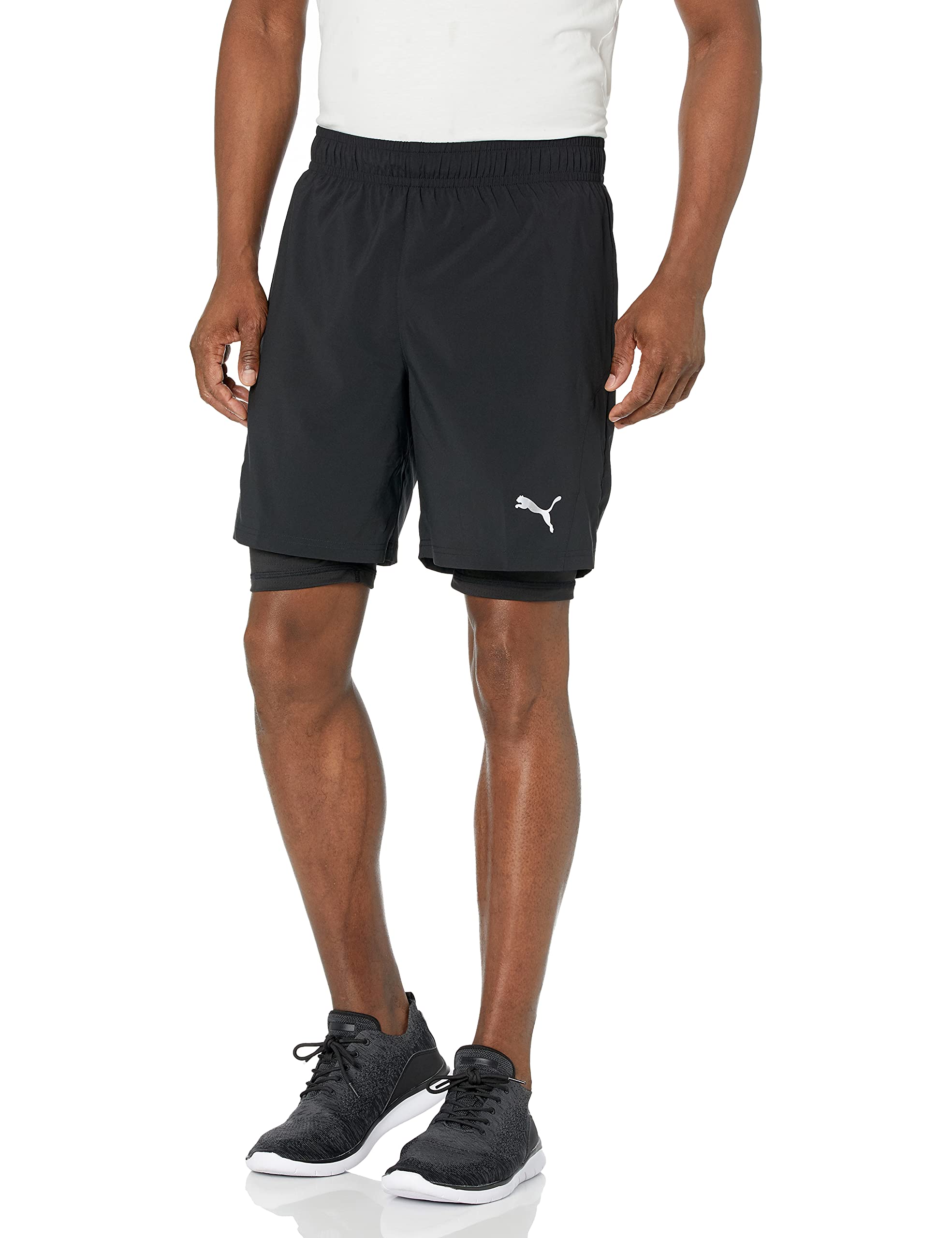 PUMA mens Run Favorite 7" Woven 2in1 Shorts, Puma Black, X-Large US