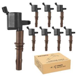 ignition coil pack compatible with v8 4.6 5.4 2008 2009 2010 ford f150 f250 f350 super duty, expedition explorer mustang lincoln navigator mercury mountaineer 4.6l 5.4l, brown boot c1659 dg521 fd509