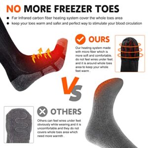 SNOW DEER Heated Socks,Upgraded 7.4V Rechargeable Battery Electric Socks for Men Women,Winter Cold Weather Warm Socks for Huting Fishing Camping Hiking Skiing Foot Warmer