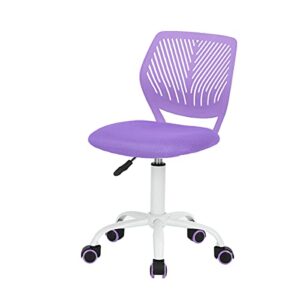 geniqua children task chair lumbar mid back adjustable height study computer chair with mesh seat casters for home office, school, purple