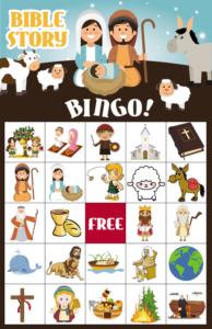 digital bible bingo, printable sunday school bingo game