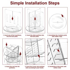 Makeup Organizer 360 Rotating Cosmetic Organizer DIY Adjustable Makeup Carousel Spinning Holder Rack, Large Capacity Cosmetic Storage Box Makeup Brushes Organizer for Vanity Countertop (Clear)