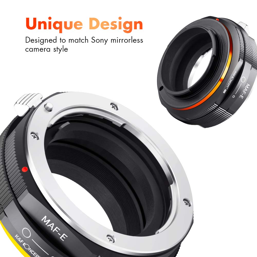 K&F Concept Lens Mount Adapter Compatible for Sony Alpha Minolta AF A-Type Lens to NEX E-Mount Mirrorless Camera with Matting Varnish Design