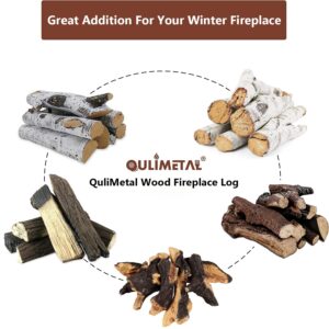QuliMetal Gas Fireplace Logs Set, Ceramic White Birch Wood Logs for Indoor Inserts,Outdoor Firebowl,Fire Pits, Vented, Propane, Gel, Ethanol, Electric, Realistic Fireplace Decoration, 6 Pcs