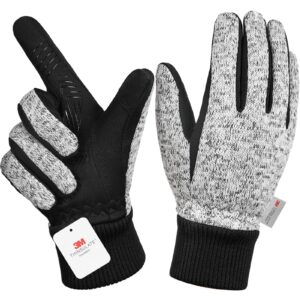 moreok winter gloves -10°f 3m thinsulate warm gloves bike gloves cycling gloves for driving/cycling/running/hiking-gray-s
