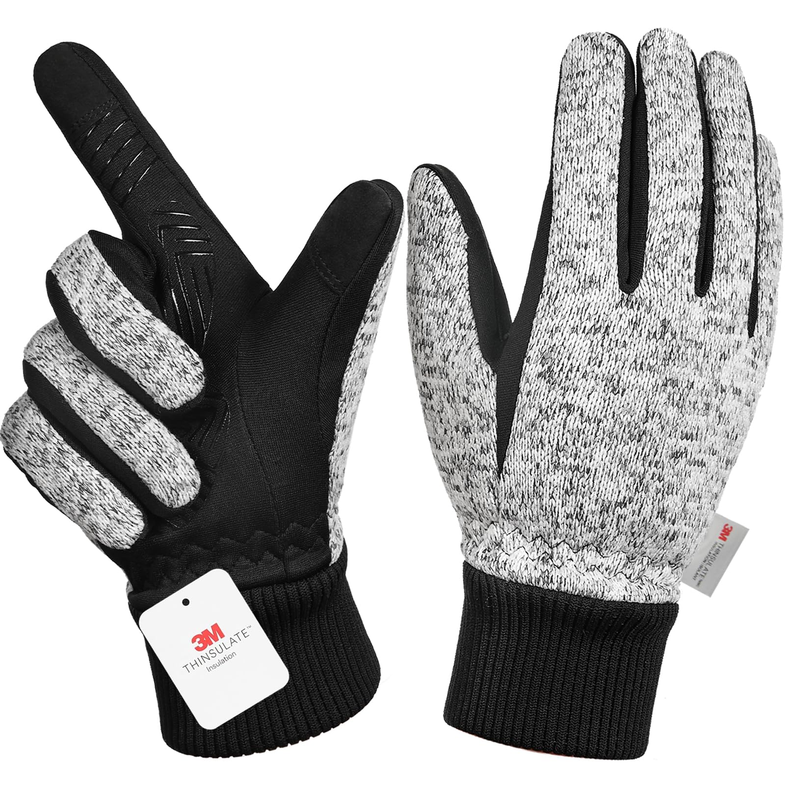 MOREOK Winter Gloves -10°F 3M Thinsulate Warm Gloves Bike Gloves Cycling Gloves for Driving/Cycling/Running/Hiking-Gray-S