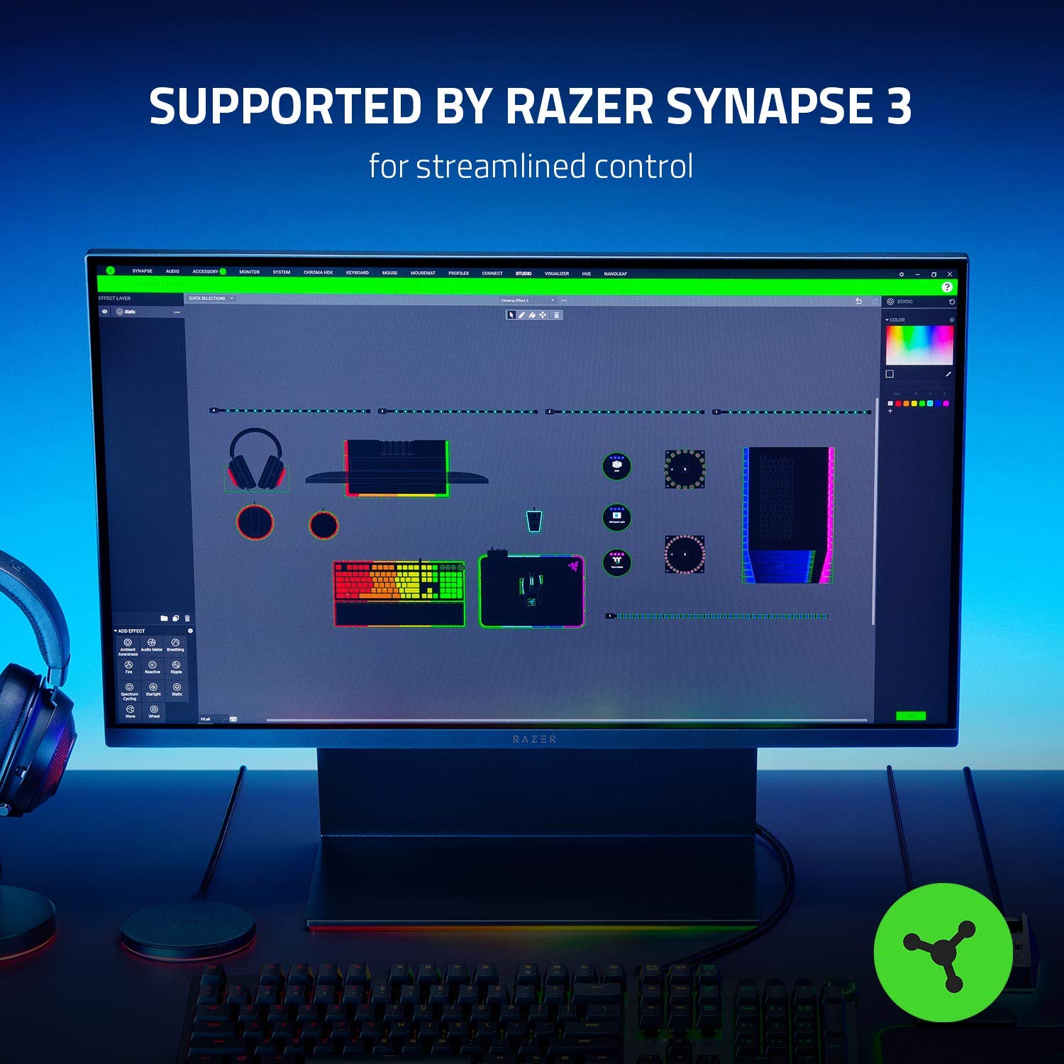 Razer Chroma Addressable RGB Controller: Universal Compatibility - 6 Addressable RGB Headers - Powered Chroma RGB - Supported Synapse 3 - SSD Mounting Points