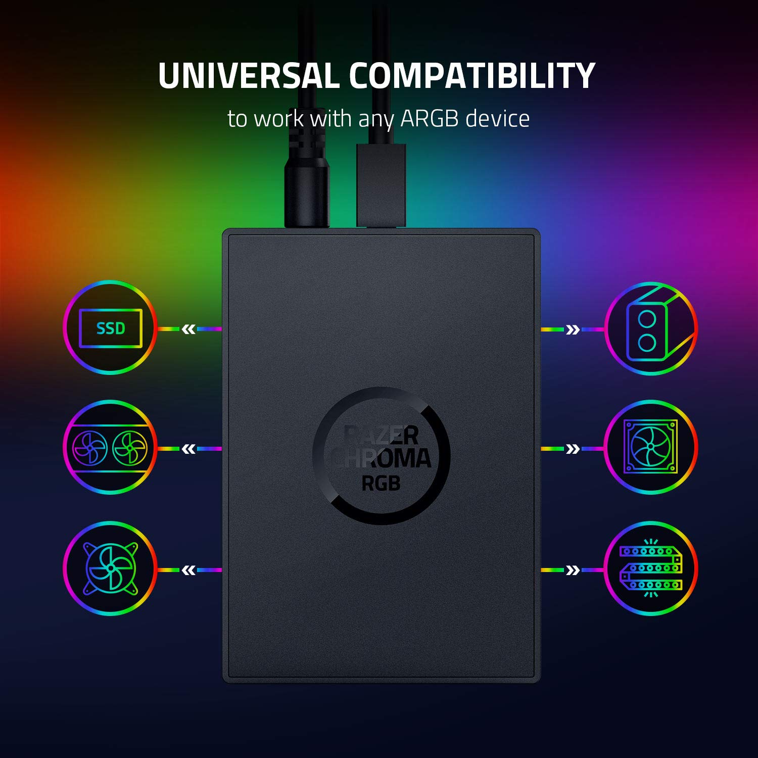 Razer Chroma Addressable RGB Controller: Universal Compatibility - 6 Addressable RGB Headers - Powered Chroma RGB - Supported Synapse 3 - SSD Mounting Points