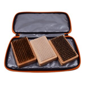 RaceWax Pro Ski Wax Brush Kit: Nylon HorseHair Brass in Deluxe Case - (RA-5509)