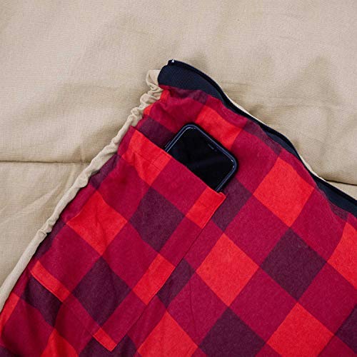 Bushnell Hooded Canvas Sleeping Bags | 20 Degree Sleeping Bag with Heavy Flannel Lining for Cold Weather Camping