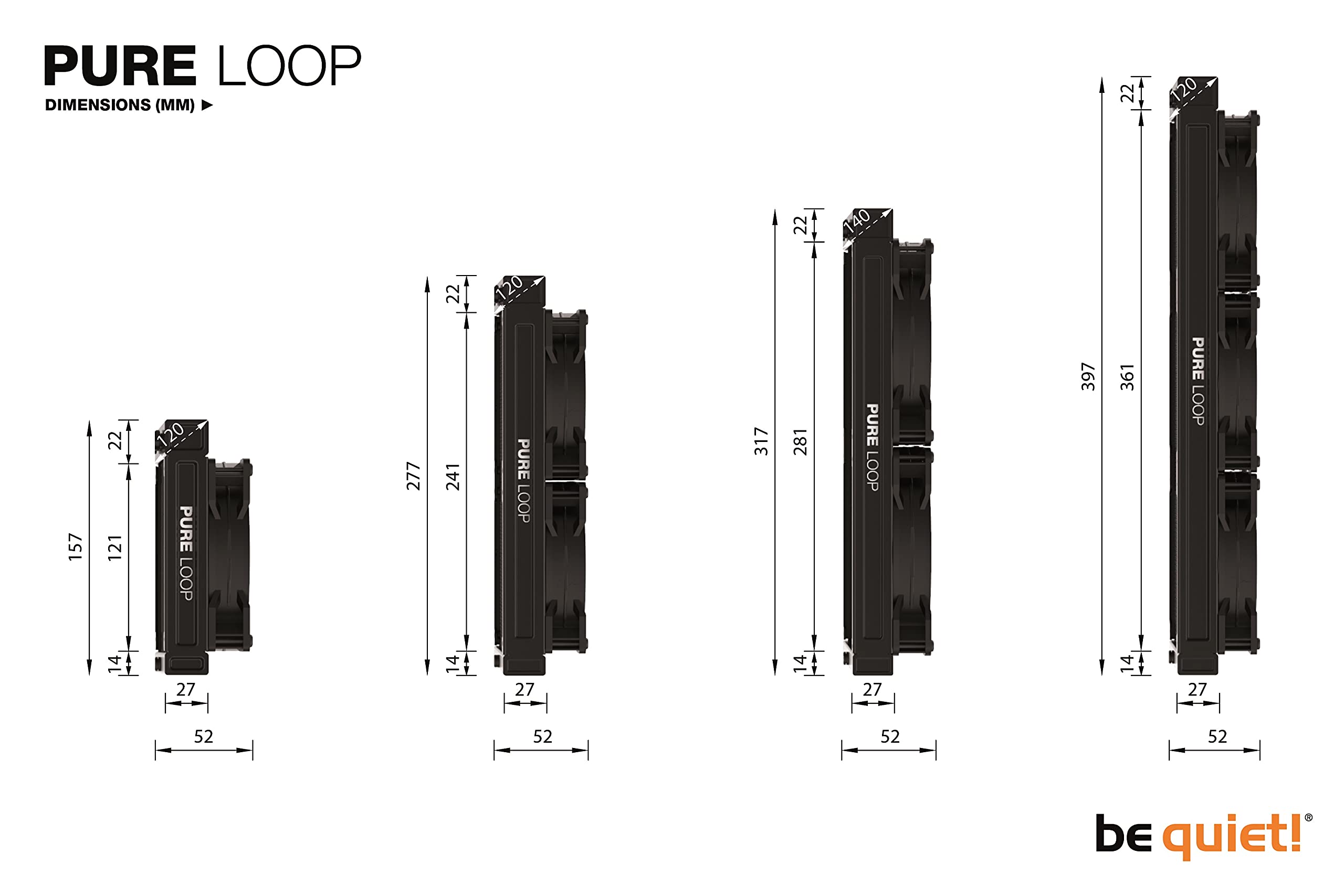 be quiet! Pure Loop 240mm All-in-One Water Cooling System | Intel 1700 1200 2066 1150 1151 1155 2011 Square ILM | AMD4 AMD5 | BW006