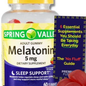 PREMIUM-FUSION Melatonin Gummies 5mg for Adults. Sleep Support from Spring Valley + Guide to Supplements