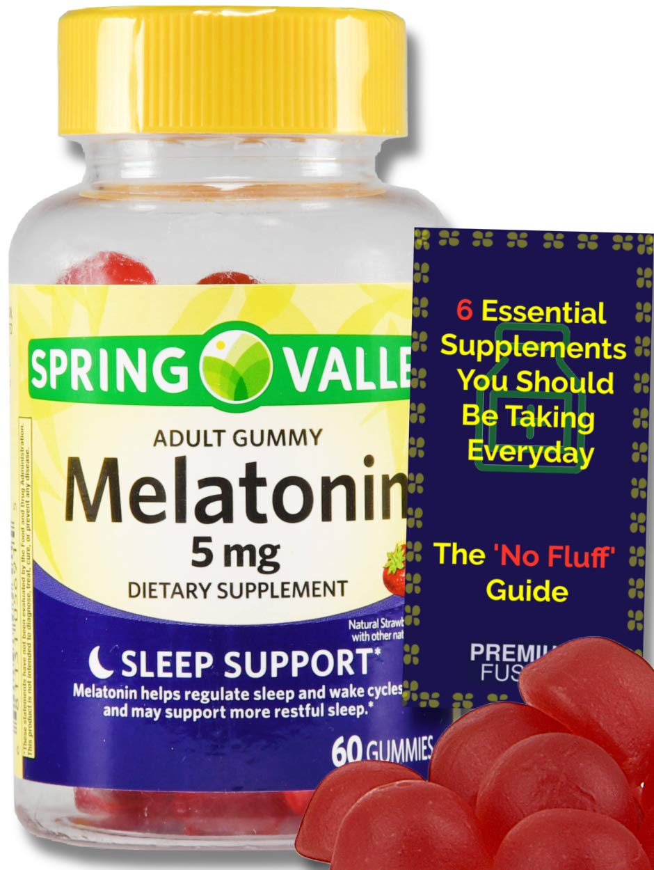 PREMIUM-FUSION Melatonin Gummies 5mg for Adults. Sleep Support from Spring Valley + Guide to Supplements
