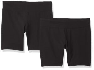 jockey women's 2 pack bike short 7'', deep black/deep black, large