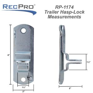 RecPro Trailer Cam-Action Hasp Lock Mechanism | Enclosed Trailer Door Latch | Made in USA (2)