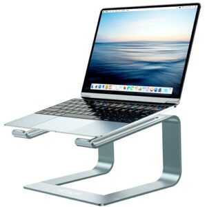 urmust laptop stand for desk aluminum computer stand for laptop riser holder notebook stand compatible with macbook air pro, dell, hp, lenovo samsung, alienware all laptops 11-15.6"(bluish gray)