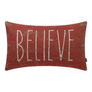 trendin merry christmas throw pillow cover 20 x 12 mas decorations cotton linen winter red believe season holiday cushion cover for christmas decor sofa couch pl593tr