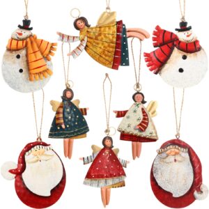 willbond 8 pieces christmas tin metal ornaments tin dancing flying angels decorations tin santa claus christmas ornaments for holiday celebrations themed party home decoration