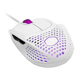 cooler master mm720 white glossy lightweight gaming mouse with ultraweave cable, 16000 dpi optical sensor, rgb and unique claw grip shape