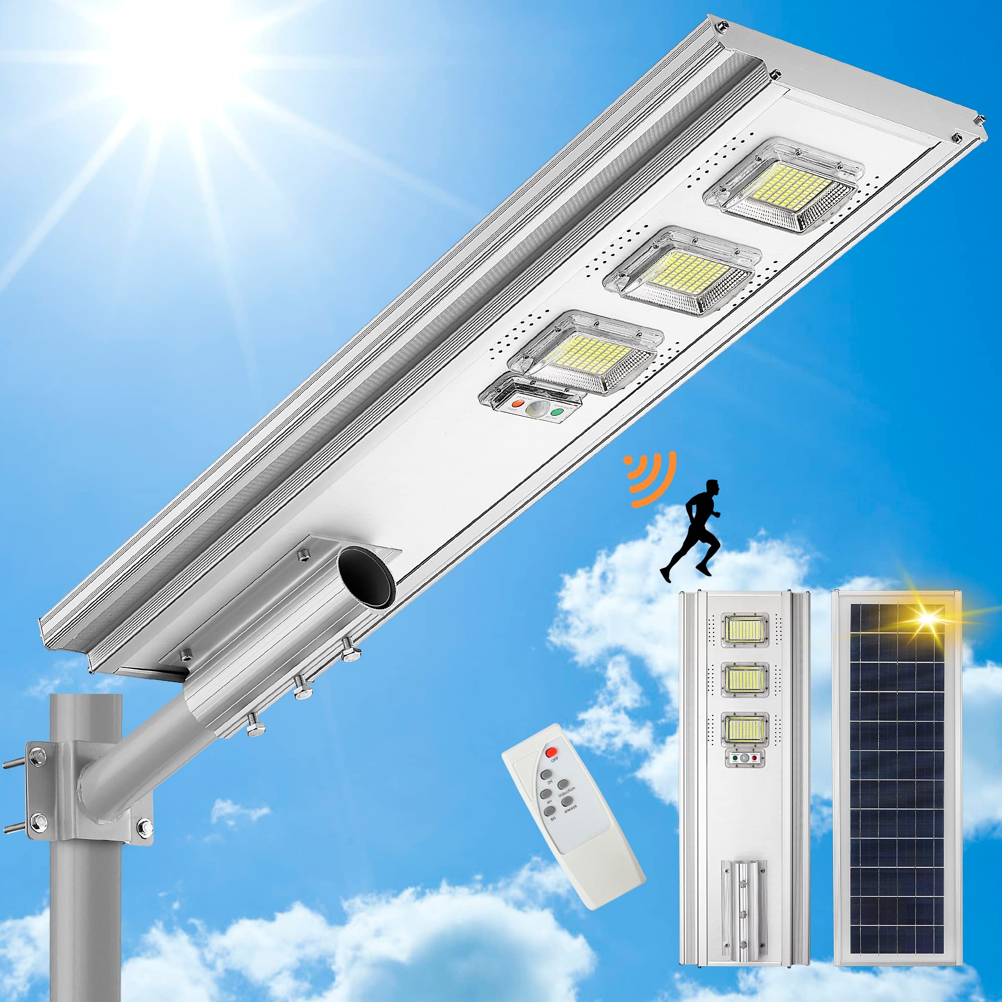 Lovus 2000W Commercial Solar Lights Outdoor, 6000K LED Solar Street Lights Dusk to Dawn with Motion Sensor, Outdoor Waterproof Solar Flood Security Lights for Highway, Parking Lot, ST300-033