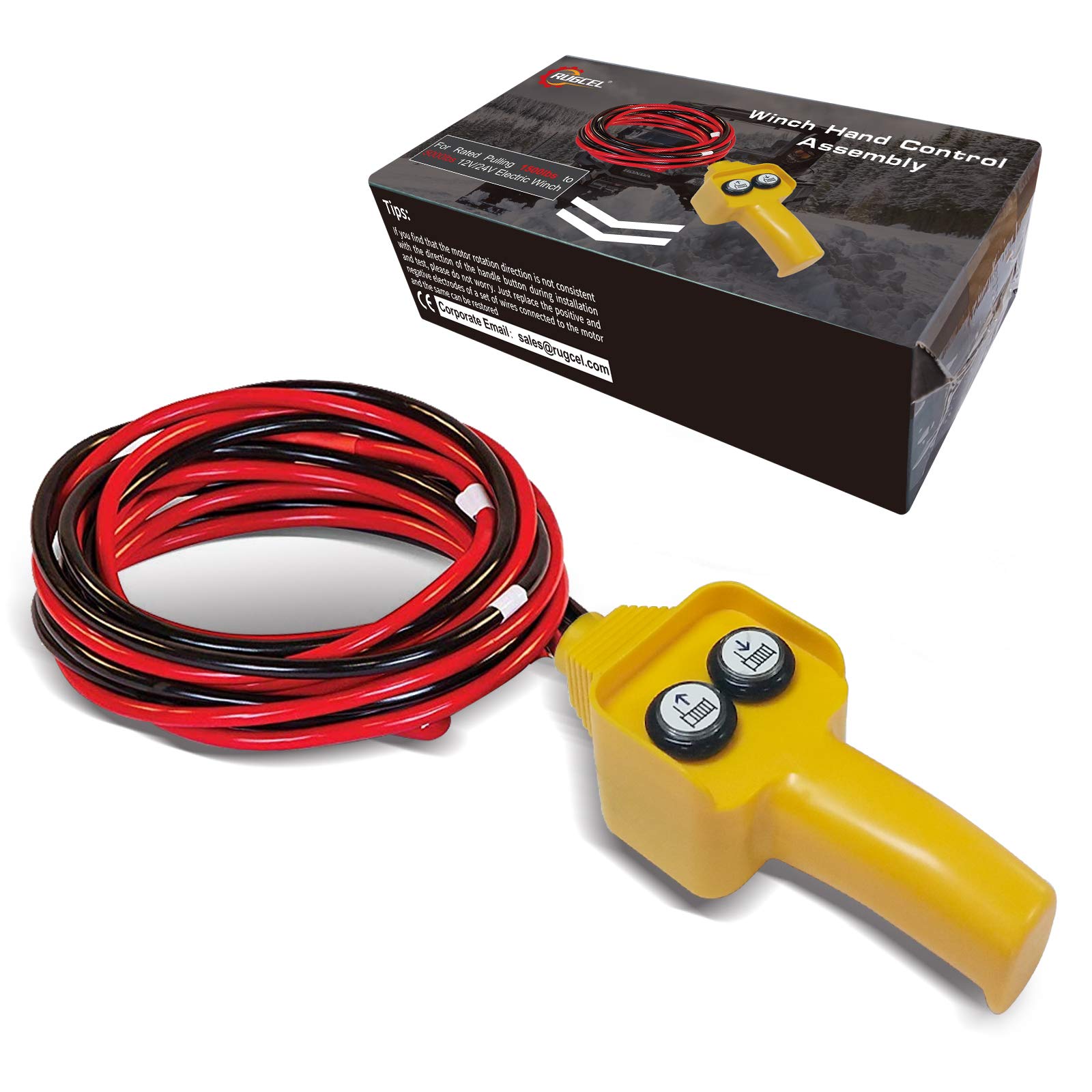 RUGCEL WINCH Winch Hand Control Assembly for Rated Pulling 1500lbs to 5000lbs 12V Electric Winch, Winch Hand-held Control Replacement (Yellow)