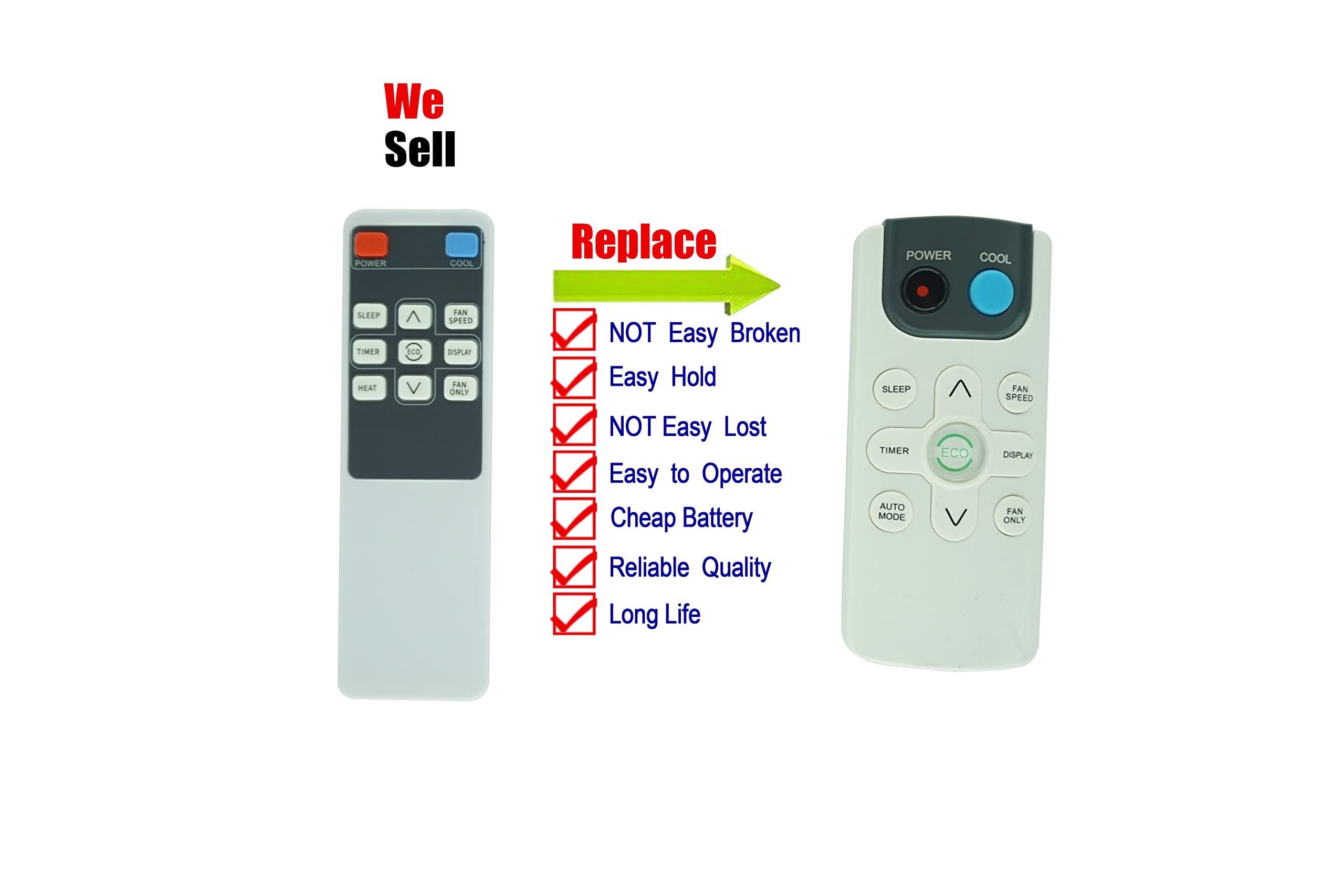 HCDZ Replacement Remote Control for Black+Decker BWAC06WT BWAC08WT BWAC10WT BWAC12WT Window Air Conditioner