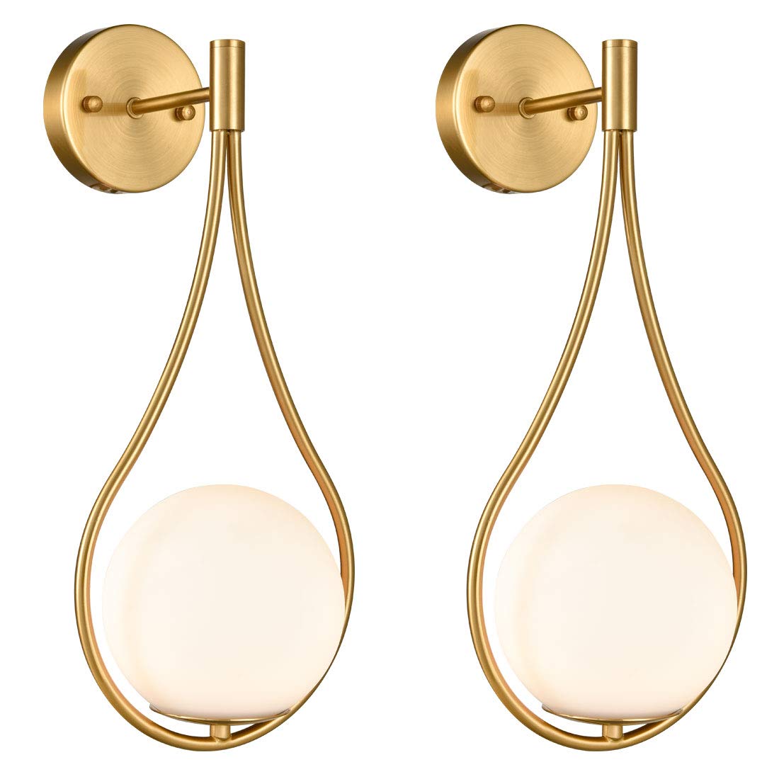 HOLKIRT Mid-Century Modern Wall Sconces Bathroom Globe Vanity Light Fixture Brass Set of 2