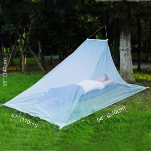 no-see-um camping mosquito net bed compact and ultra-light for travel，finest holes mesh 2000 noseeum netting for camping and hiking, without sleeping mat (double light grey color)