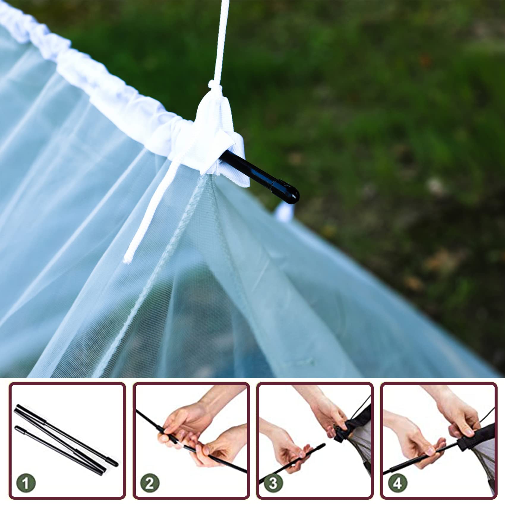 No-See-Um Camping Mosquito Net Bed Compact and Ultra-Light for Travel，Finest Holes Mesh 2000 Noseeum Netting for Camping and Hiking, Without Sleeping Mat (Double Light Grey Color)