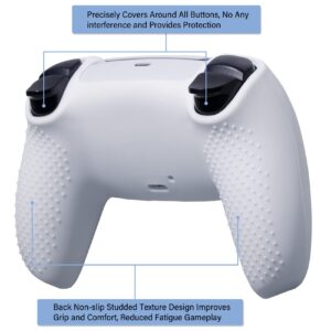 YoRHa Water Transfer Printing Silicone Thickened Cover Skin Case for PS5 Controller x 1(Spashing Paint) with Thumb Grips x 10