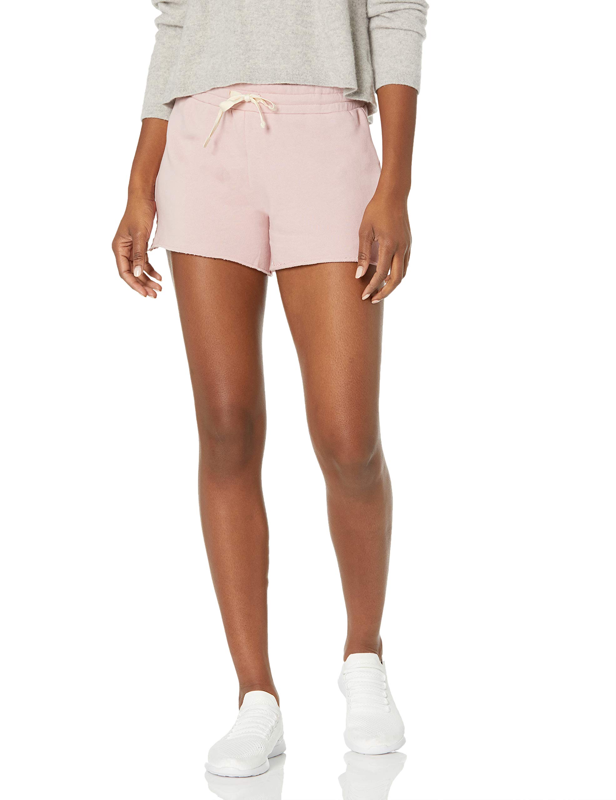 NIA Women's Essex Causual Notched Drawtsring Boyfriend Sweat Shorts, Blush, L