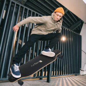 Kivaguru Dancing Longboard Skateboard, 7-Layer Canadian Maple Wood Drop Through Deck with T-Tool