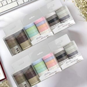 GPFMLDFV Washi Tape Set of 10 Rolls, Masking Decorative Gray Paper Tape for Bullet Journal DIY Decor Planners Scrapbooking Party School Supplies Craft