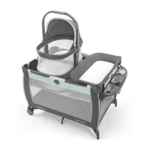 graco pack 'n play day2dream bassinet playard | features portable bedside bassinet, diaper changer, and more, mills