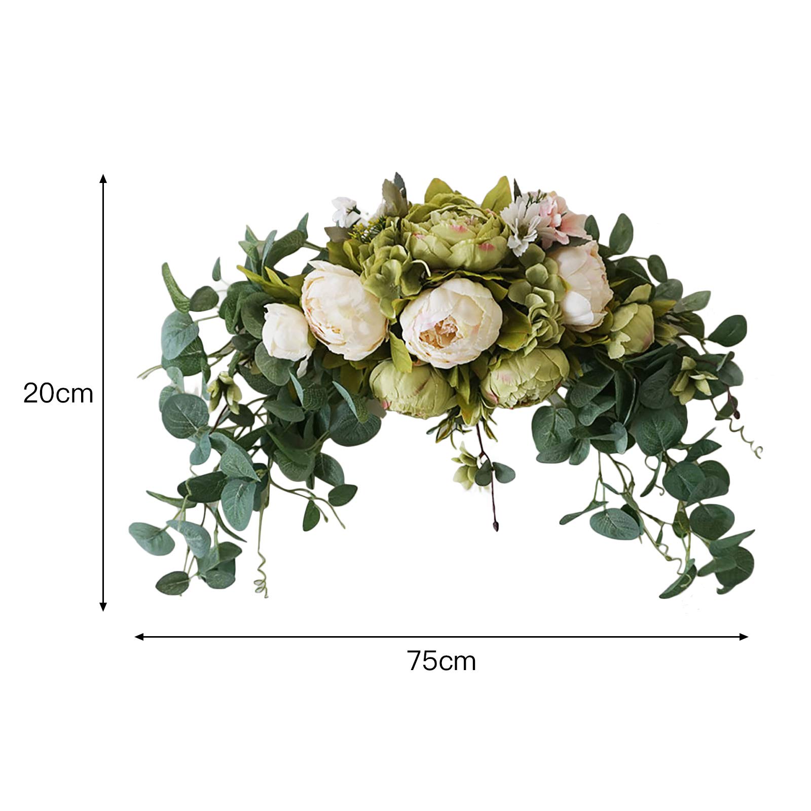 MOOBOM Artificial Floral Swag,Wedding Arch Flowers,Handmade Garland,Green Leaves Peony,Rustic Floral Swag for Wedding Arch Home Garden Decor