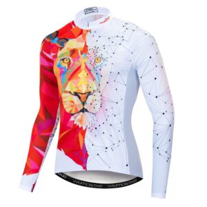 jpojpo men's cycling jersey long sleeve usa animal lion bike clothing autumn winter reflective s-3xl