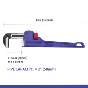 WORKPRO 14-inch Pipe Wrench, Heavy Duty Straight Plumbing Wrench, Drop Forged, Blue