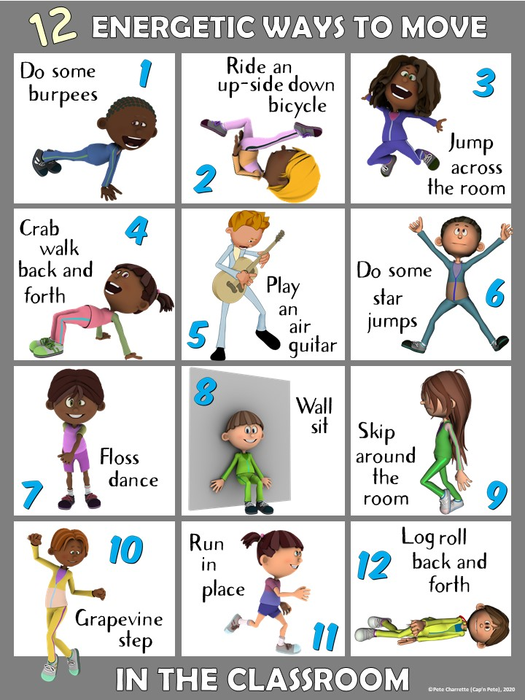 Moving in the Classroom Visual Series-12 ENERGETIC Ways to Move in the Classroom