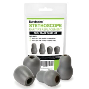 durabasics stethoscope ear tips replacement for littmann stethoscopes - compatible with littman ear tips replacement, stethoscope ear pieces, littmann stethoscope parts & cardiology iv parts - grey