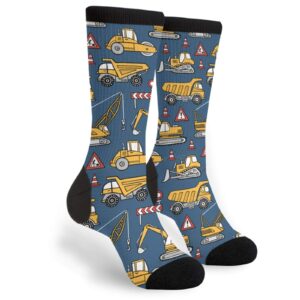 molian unisex fun novelty crazy crew socks construction cars dress socks